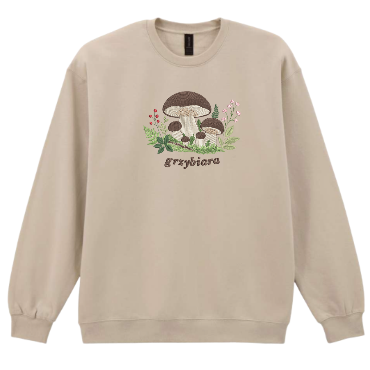 bluza z haftowanymi grzybami