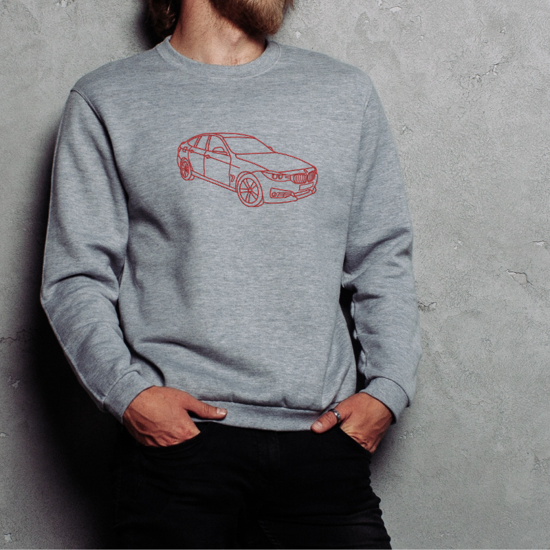 Bluza z haftem samochodu