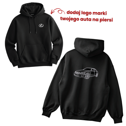bluza z haftem samochodu na plecach i logo marki auta na piersi