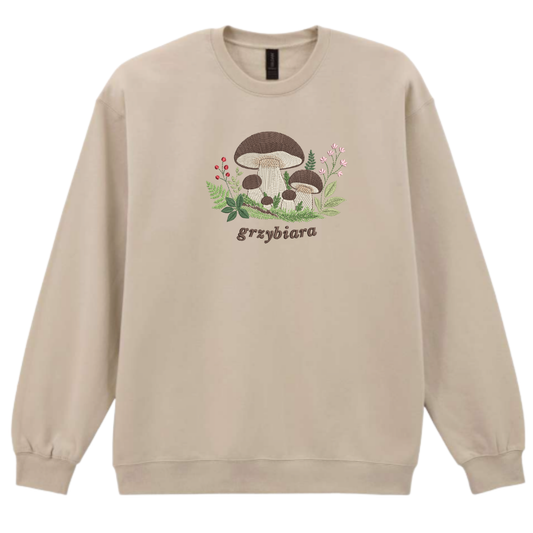 bluza z haftowanymi grzybami