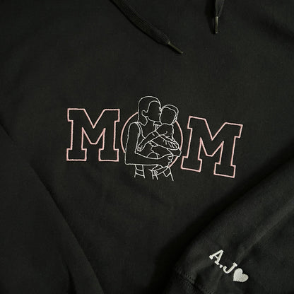 bluza z napisem mom i haftem ze zdjecia dla mamy