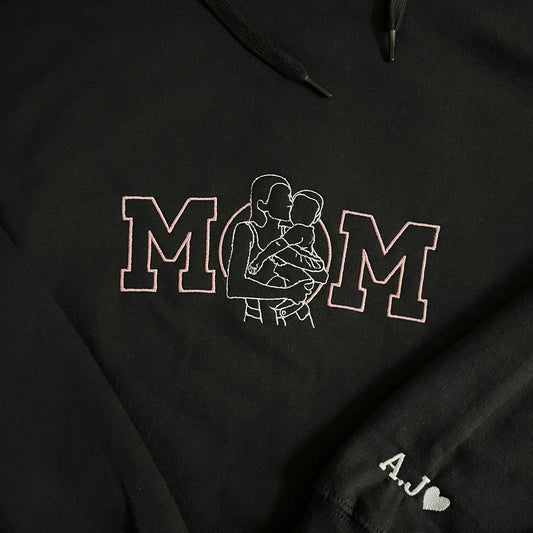 bluza z napisem mom i haftem ze zdjecia dla mamy