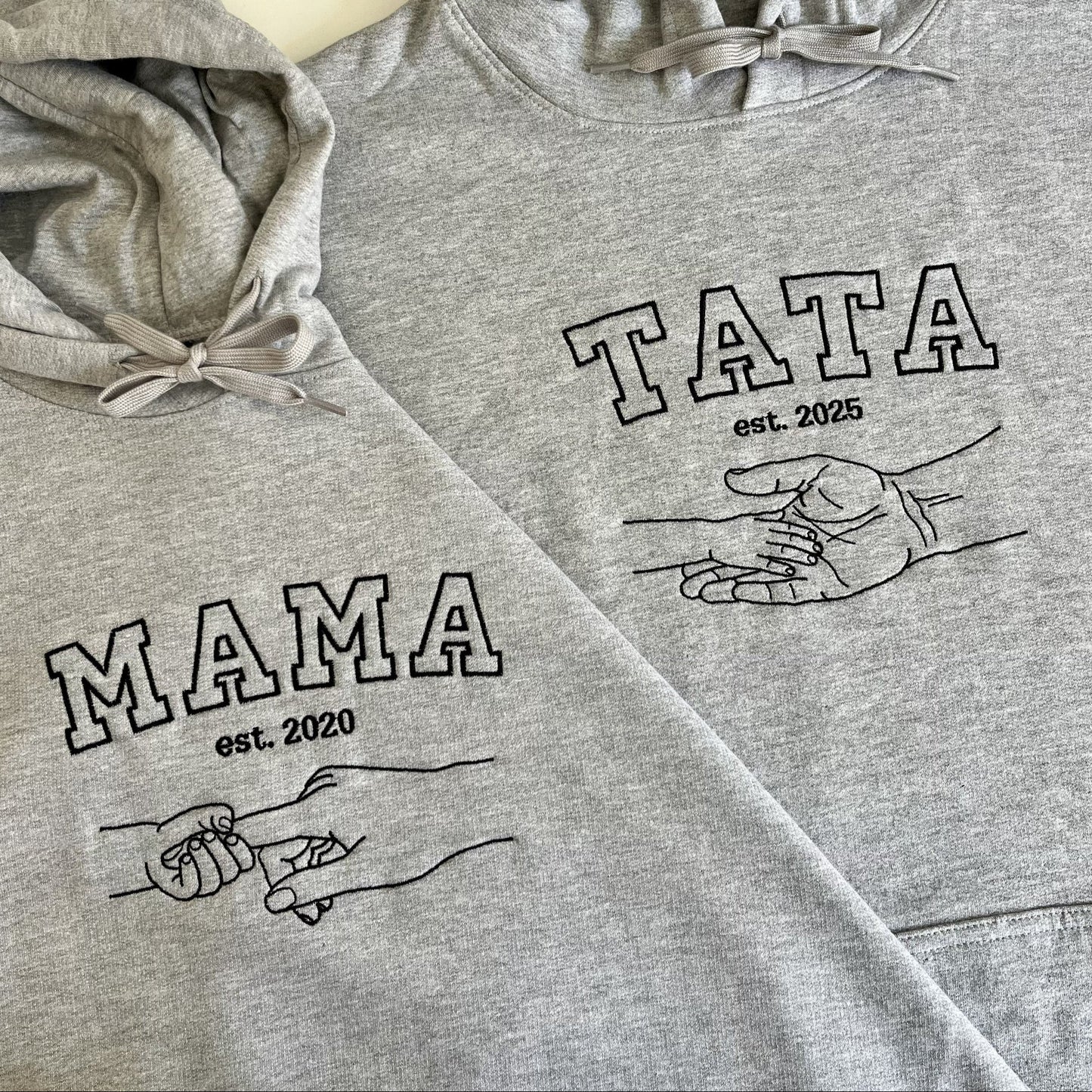 dopasowane bluzy dla rodziców z haftem mama i tata