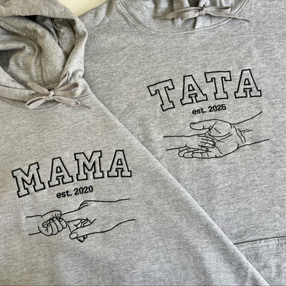 dopasowane bluzy dla rodziców z haftem mama i tata