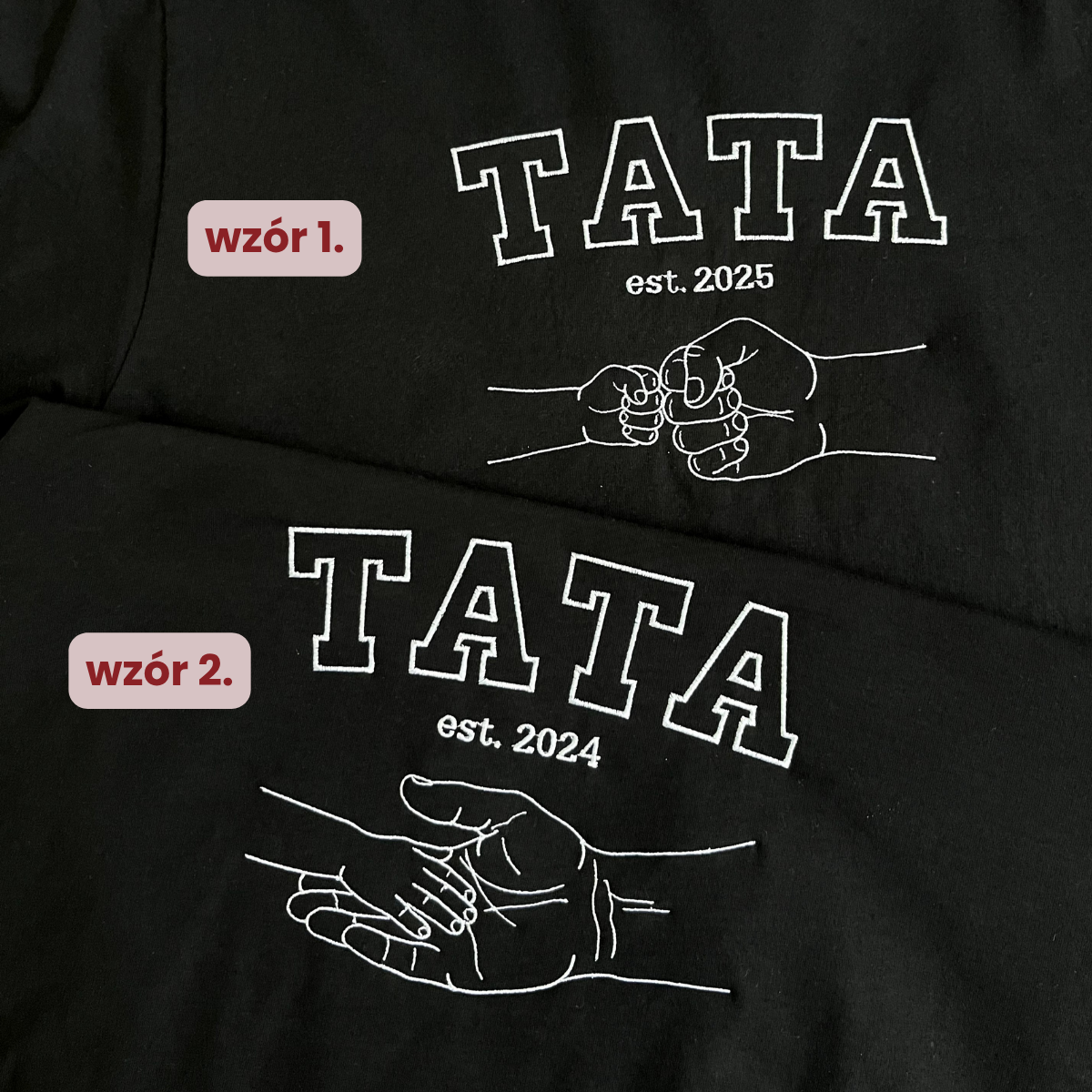 koszulki z haftem tata dostepne wzory