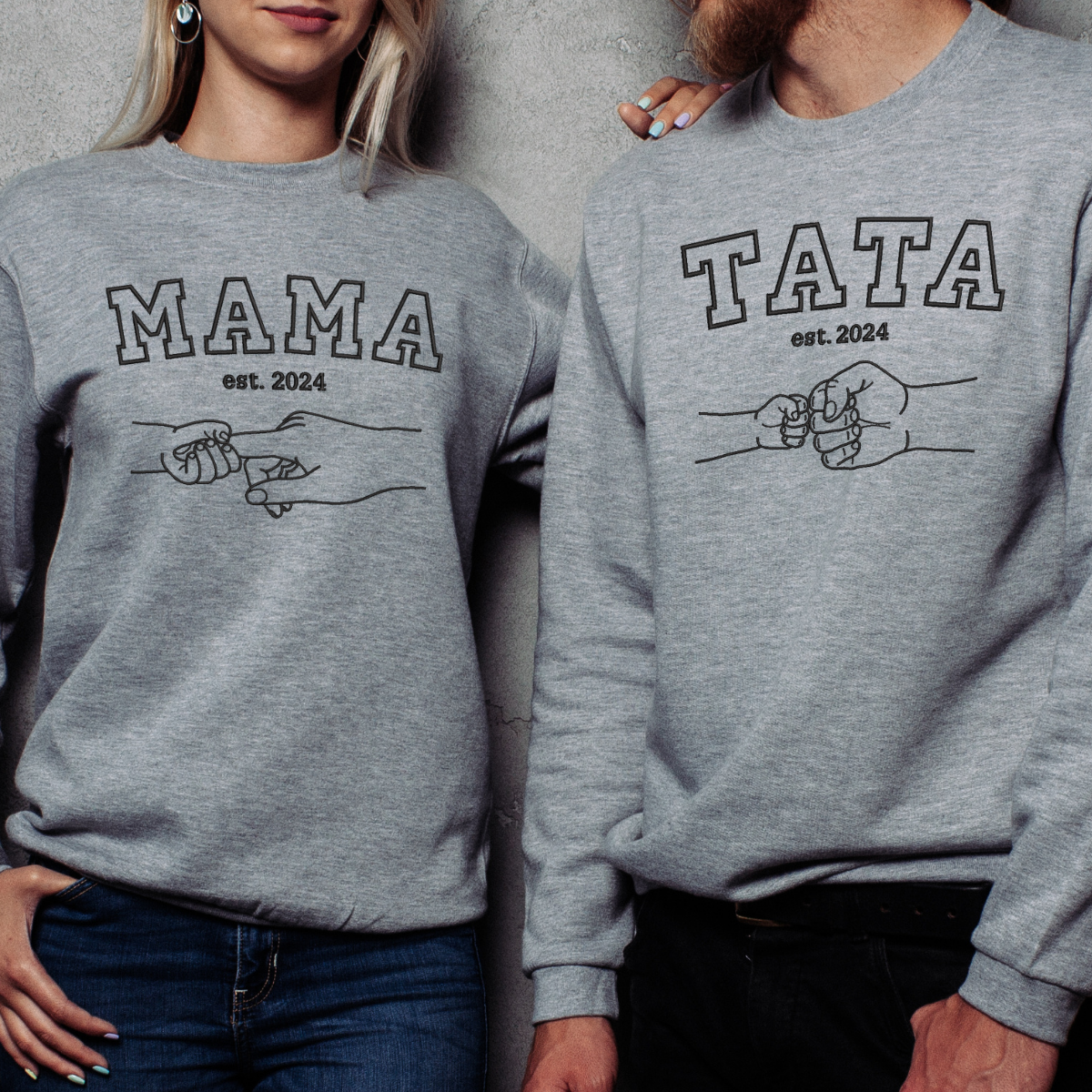 matching bluzy dla rodzicow z napisami mama i tata