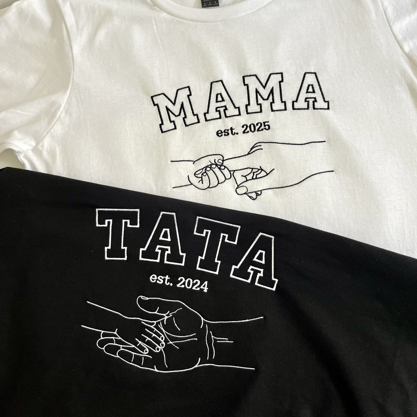 pasujacy haft dla rodzicow z haftem mama i tata